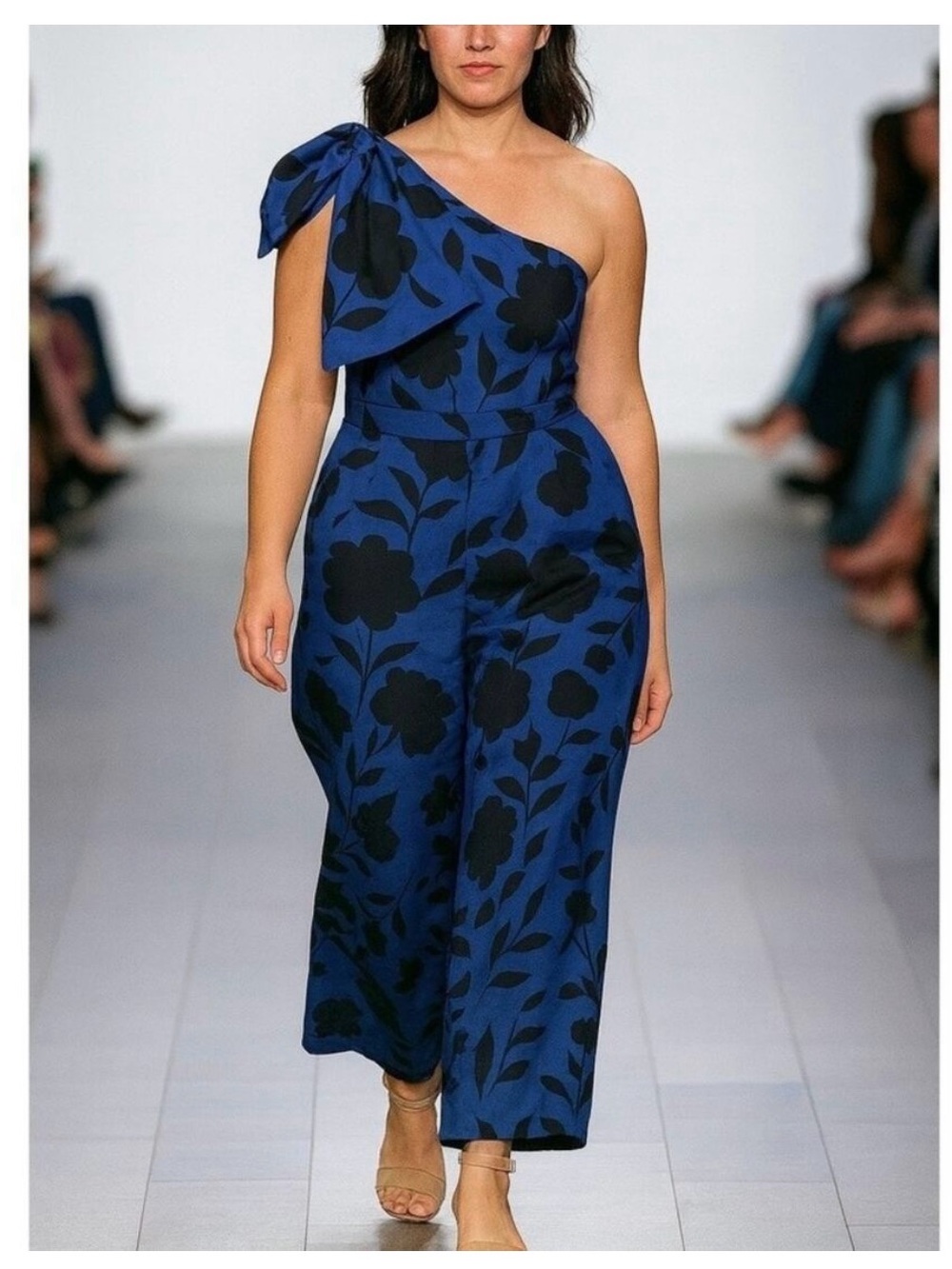 Kate Spade x Target One-Shoulder Navy and Black Floral Jumpsuit